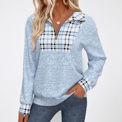 CHARLOTTE - Halblanger Reißverschluss Strickpullover