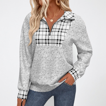 CHARLOTTE - Halblanger Reißverschluss Strickpullover