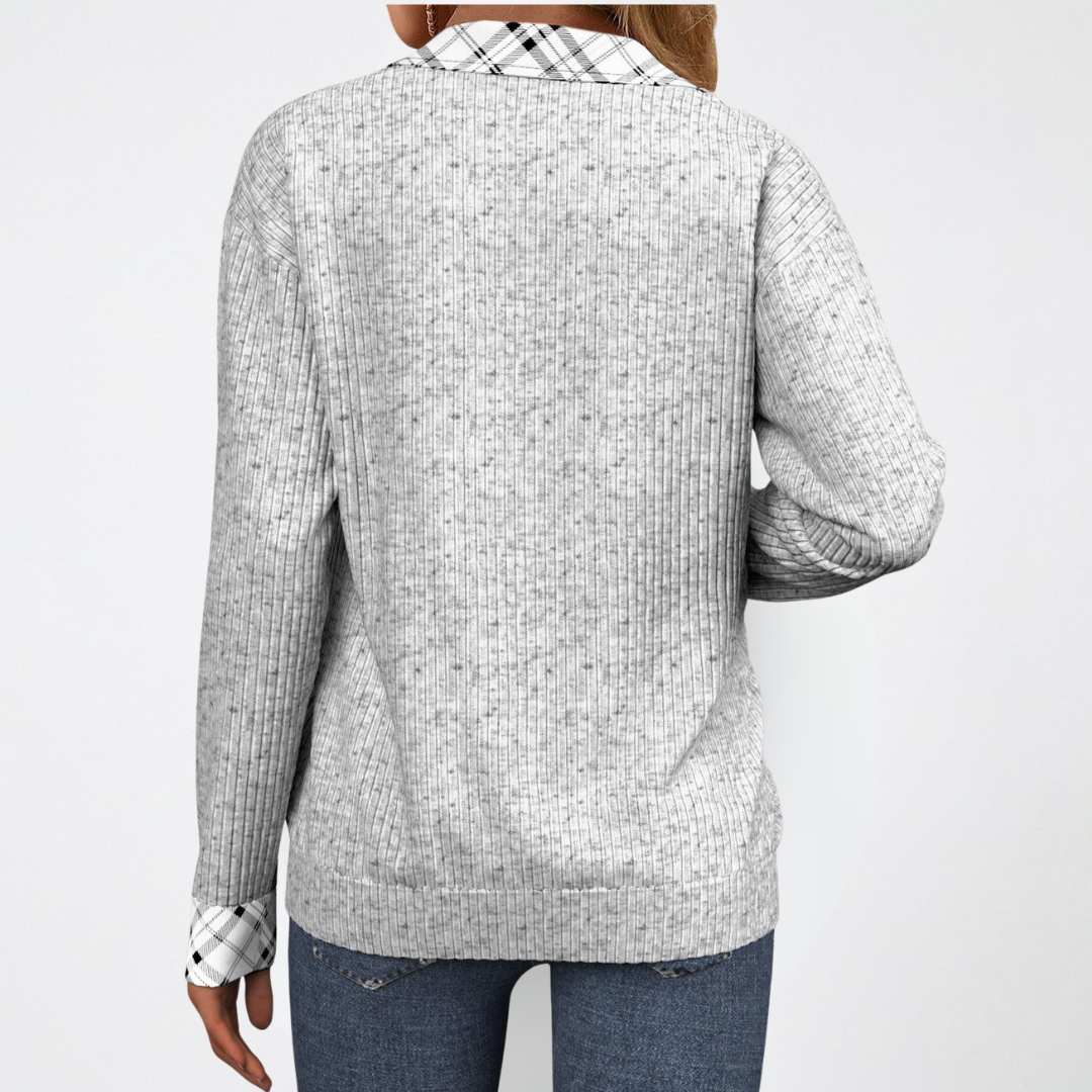 CHARLOTTE - Halblanger Reißverschluss Strickpullover