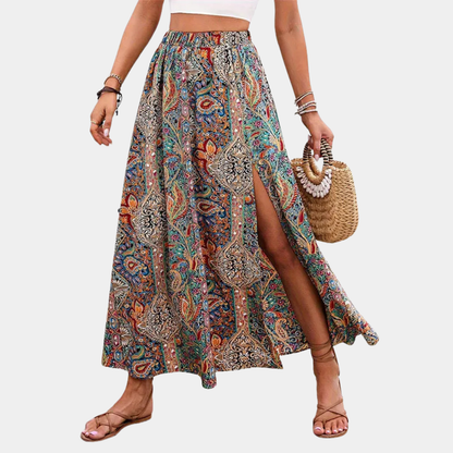 SERENA | Maxi-Rock mit Bohemian-Print & elegantem Schlitz