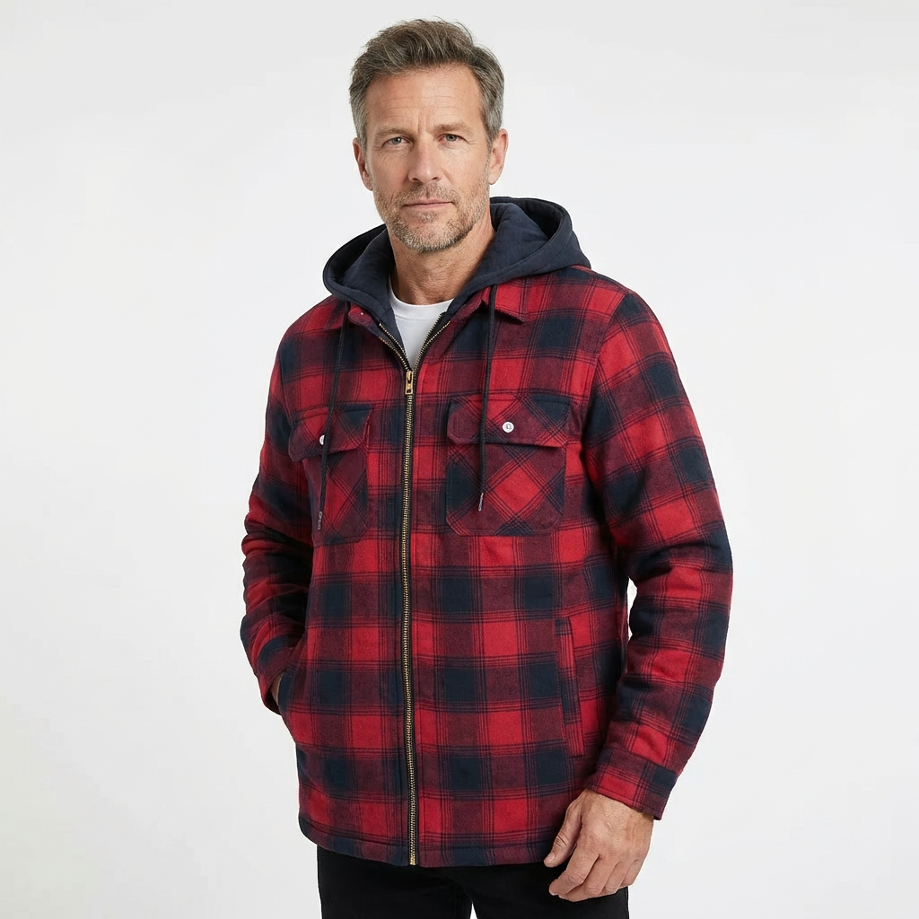 NORDEN | Geruite winterjas met capuchon voor heren