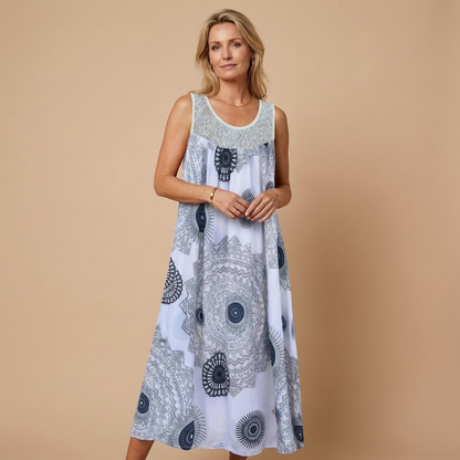 SONNE - Fließendes Midi-Kleid mit Mandala-Print