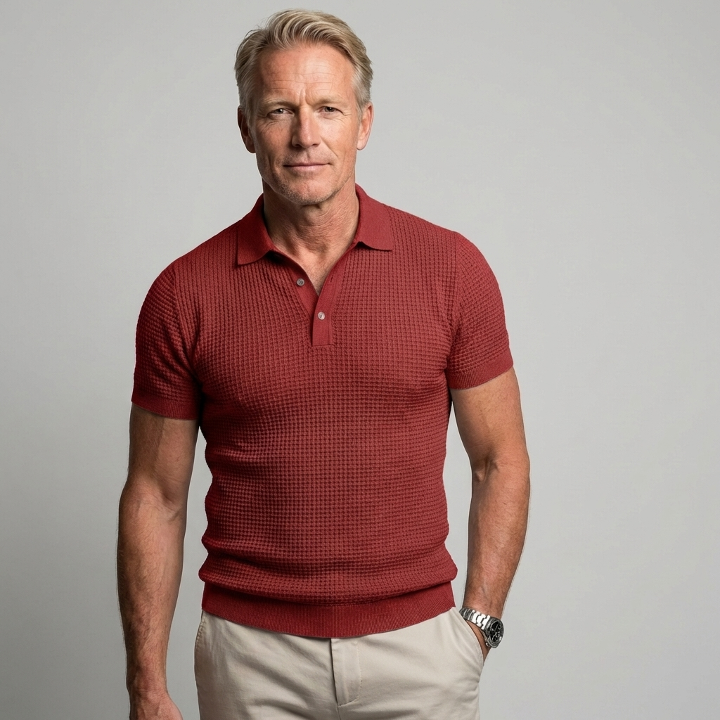 GRAVEN | Heren Polo in Luxe Grijs met Textuur