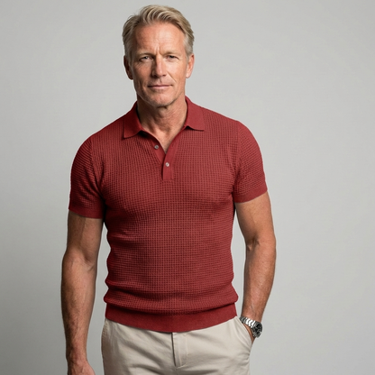 GRAVEN | Heren Polo in Luxe Grijs met Textuur